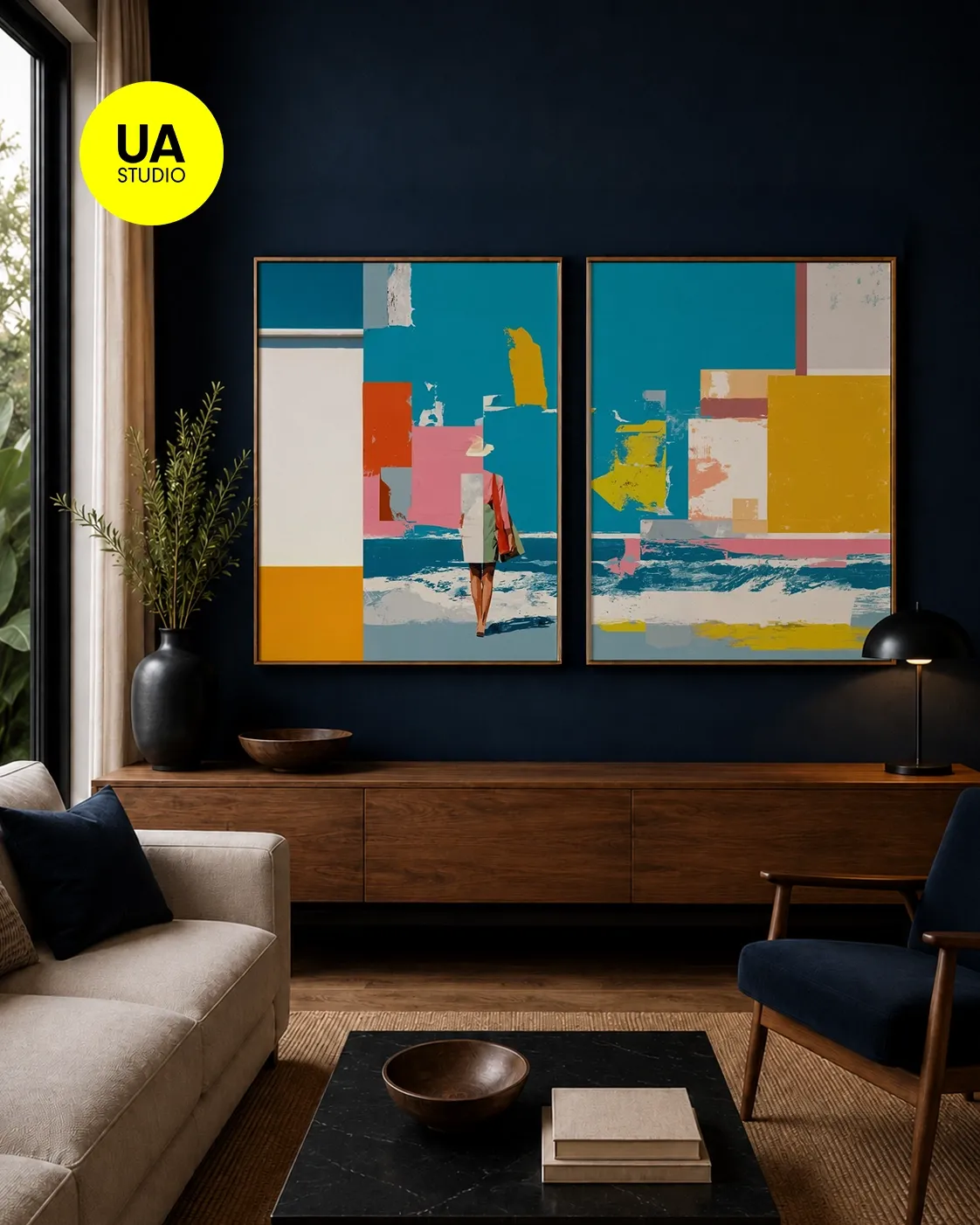 KIT 2 QUADROS DECORATIVOS - Abstract Beach